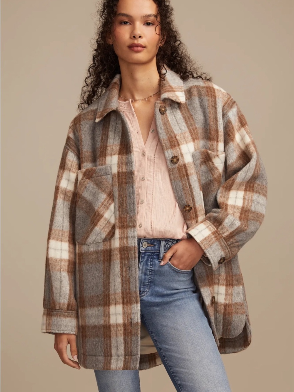 Lucky Brand plaid shirt jacket (shacket)